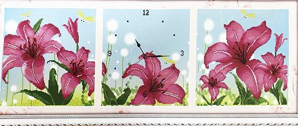 Embroidery kit 5D, 97 * 36 cm. Triptych of Lilies