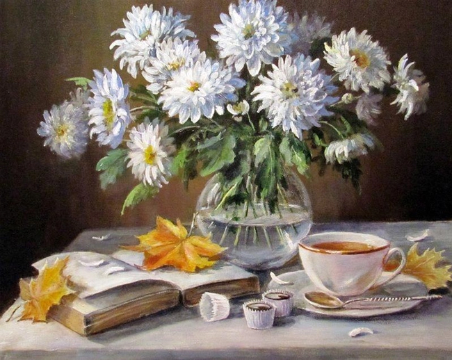 Autumn still life, 30*40 cm. Set for creativity with rhinestones on a stretcher