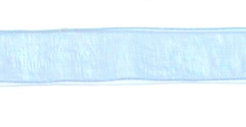 Стрічка з органзи, блакитна, ширина 1,2 см; 45,7 м в рул. (104)