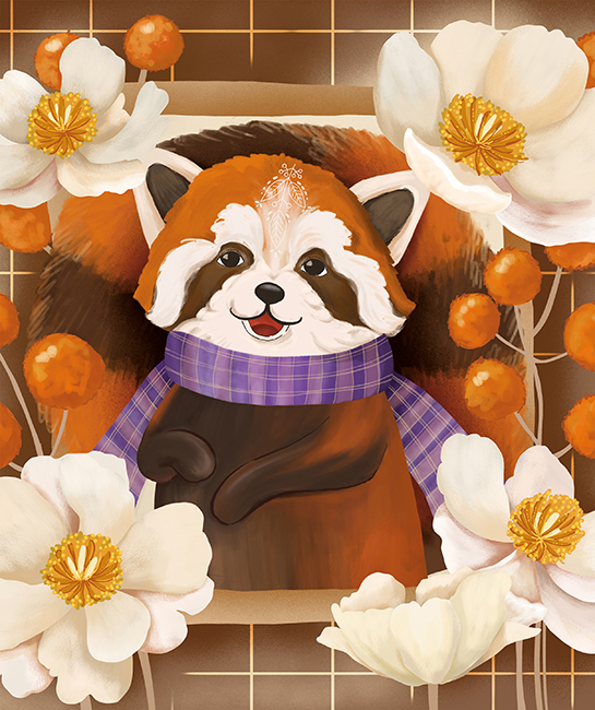 Raccoon Autumn. Siver O. 21*25 cm. Set for creativity with rhinestones on cardboard