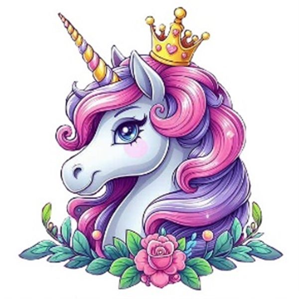 Princess of the Unicorns, 11*10 cm. Set with rhinestones sticker