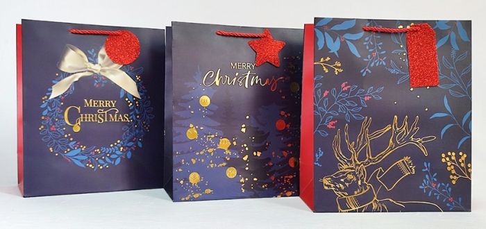 Package 25.4*30.5*12.7cm paper, Merry Christmas, 12 pcs in a pack