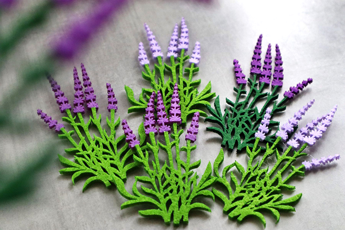 Decorative item made of felt Lavender, 11 cm, 12 pcs/pack