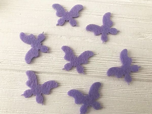 Decorative product from felt Moth, 3.5 cm, 50 pcs per pack, lilac / U