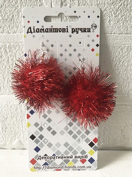 Decorative product Earrings Pom-Poms New Year's red