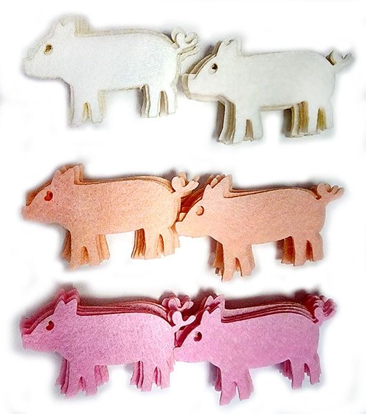 Decorative product made of felt Mate, 7 cm, mix colors, 60 pcs. in the pack.