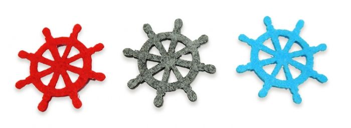 Decor from felt Wheel, mix colors, 5 cm, 60 pcs. in pack