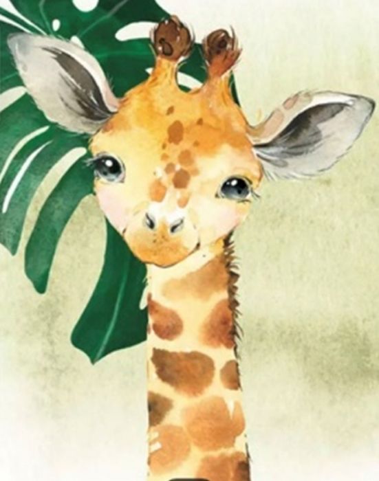 Set for creativity with rhinestones on cardboard 5D Little giraffe 21 * 25cm
