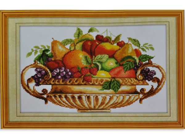 Kit embroidery cross fruit bowl