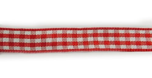 Стрічка поліестр., в клітинку, червона, ширина 1 см; 45,7 м в рул. (001)