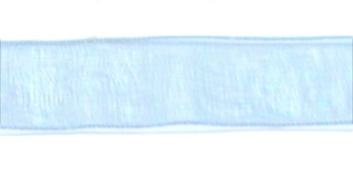 Стрічка з органзи, блакитна, ширина 1,5 см; 45,7 м в рул. (104)