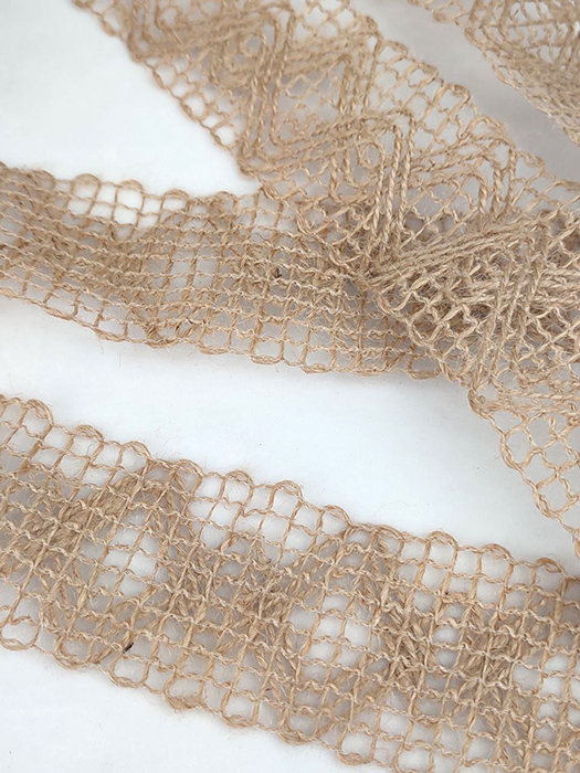 Jute ribbon 5cm, natural diamonds, 50 m per roll.