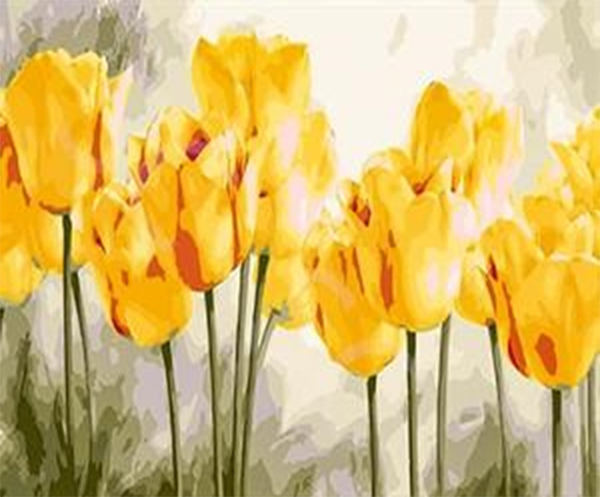 Yellow tulips, 40*50 cm. Set for creativity with rhinestones on a stretcher