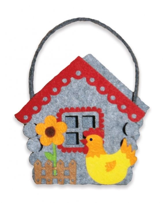 Basket of felt Fairy house, 14 * 14.5 cm