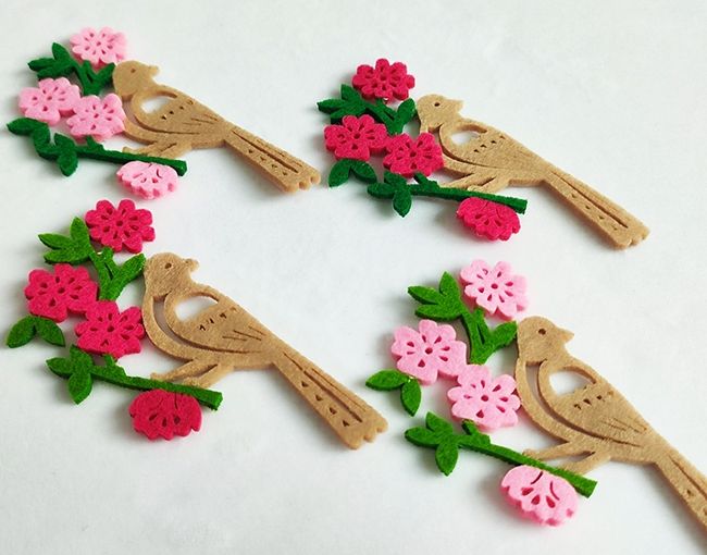 Decorative felt product Soloveyko, 10 cm, 10 pcs in a pack.
