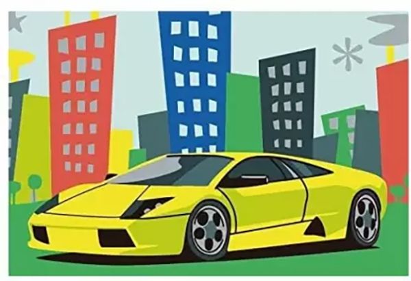 Sports car, 20*30 cm. Set for creativity with rhinestones on a stretcher