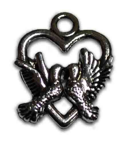 Accessories metal Two lovebirds, silver
