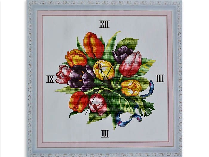 Набір для вишив. "Годинник "Тюльпани" 32х32 (8015)
