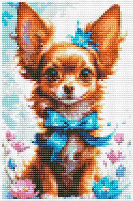 Lady in Blue, 20*30cm. Craft kit with rhinestones on a stretcher