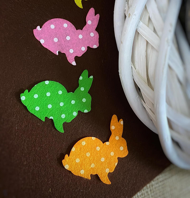 Decorative item made of felt Rabbit, 5 cm, 40 pcs per pack