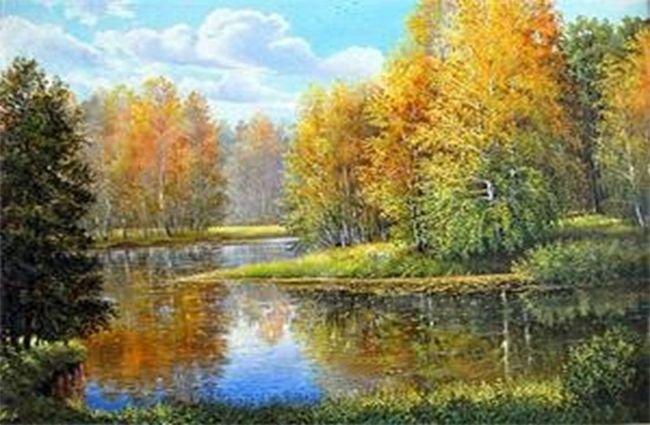 Autumn day, 40*50 cm. Set for creativity with rhinestones on a stretcher
