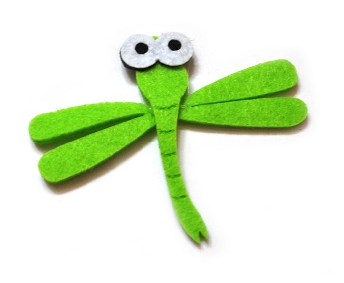 Decor with felt Feather green, 6.5 cm