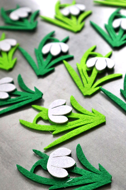 Decorative product made of felt Snowdrop 8 cm, (30 pcs per pack) / U