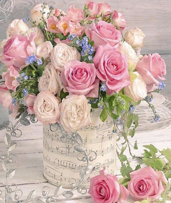 Music of flowers, 21*25 cm. Set for creativity with rhinestones on 5D cardboard