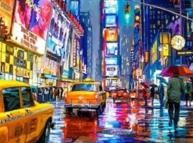 Night city, 50*40cm. Set with rhinestones (canvas+holder)