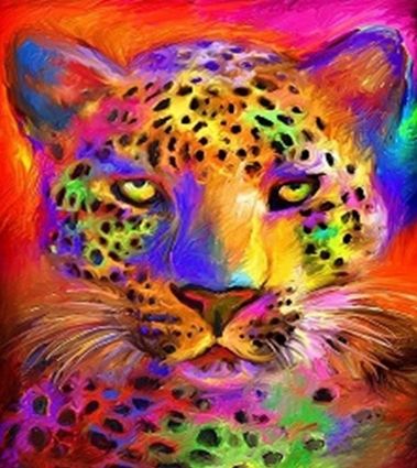 Set for creativity with rhinestones on cardboard 5D Rainbow leopard 21 * 25 cm