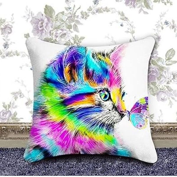 Set for creativity with rhinestones Pillowcase Rainbow kitten 40 * 40cm
