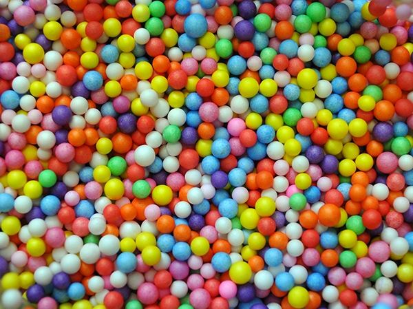 Foam product Filler, mix of colors, 3-4 mm, 50 grams per pack.