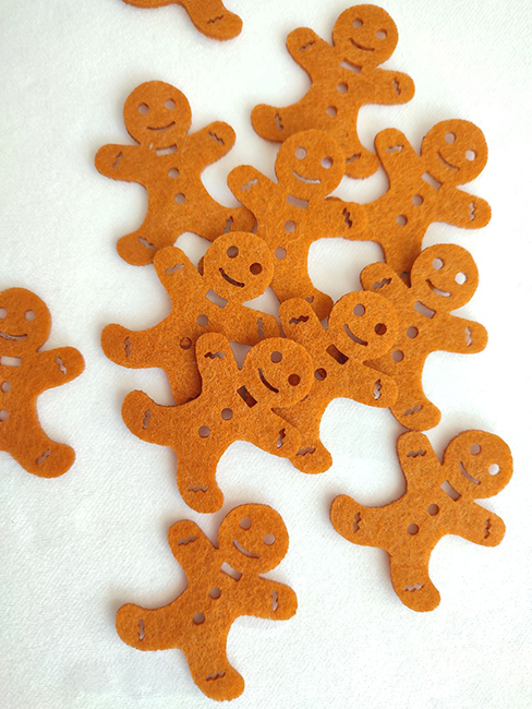Decor from felt Gingerbread man, 5 cm, 50 pcs in a pack.