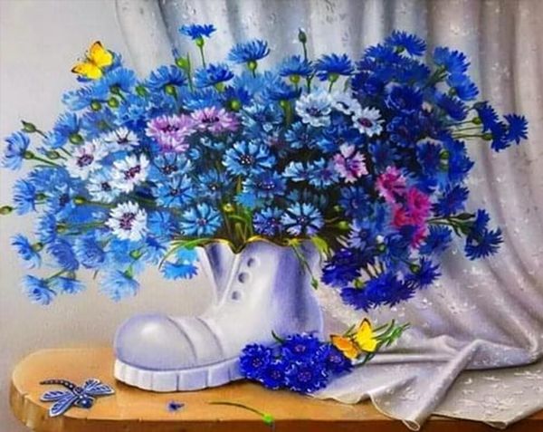 Набір для творчості зі стразами на картоні 5D "Волошковий букет" 21*25см (JA20938)