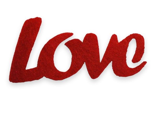 Декор з фетру "Слово "LOVE"-2, 6,5 см, червоний, 30 шт. в пак.