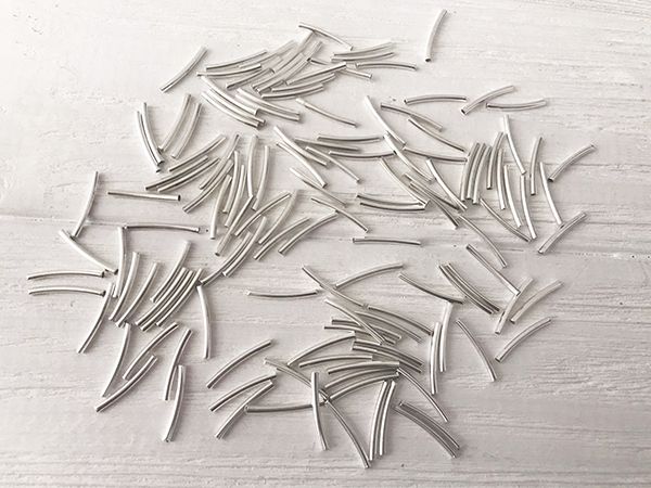 Metal fittings Tubule metal, white silver, 3 * 25 mm