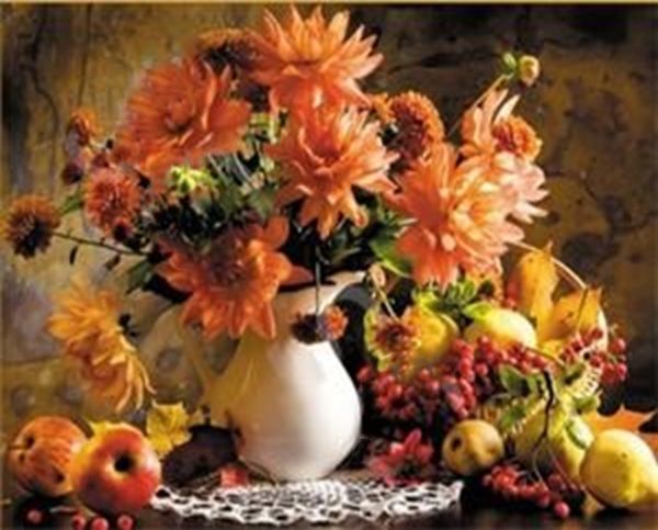 Autumn still life 40*50 cm. Set for creativity with rhinestones on a stretcher