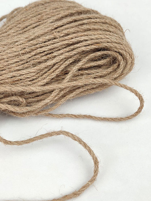 Jute ribbon 0.6cm, natural braid, 100 m per roll.