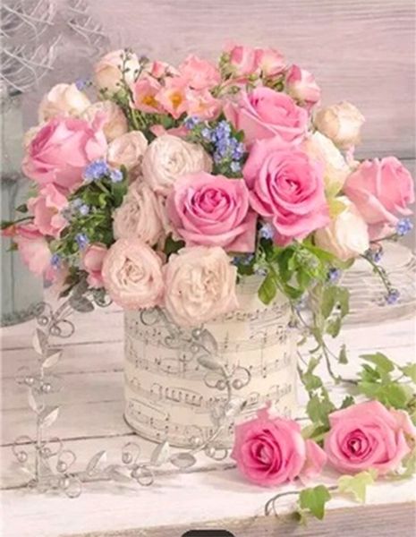 Music of flowers 40 * 50 cm. A set for creativity with rhinestones on a stretcher