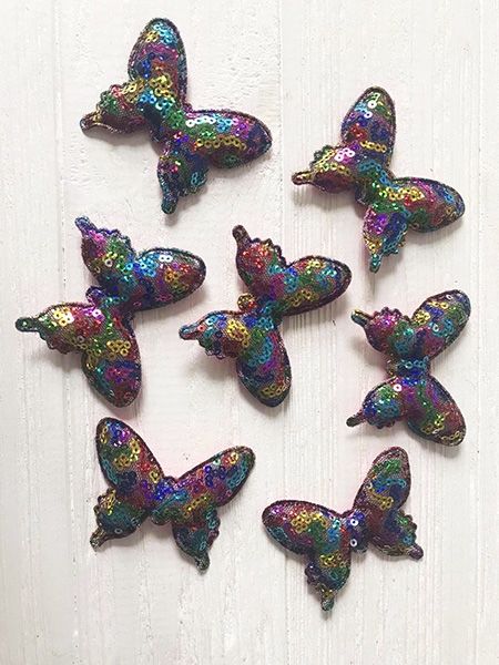 Textile decor Moth, sequins, 6cm, 25 pcs. in unit