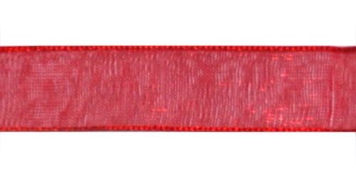 Стрічка з органзи, червона,ширина 1,2 см; 45,7 м в рул. (1026)