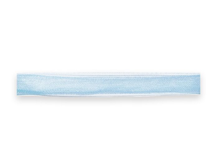Tape made of organza, light blue, w. 1 cm; 457 m in the rudder.