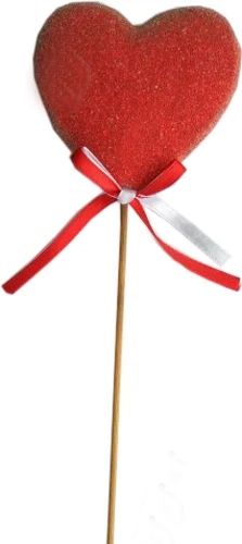Styrofoam product Velvet heart, 6 cm, red on a stick