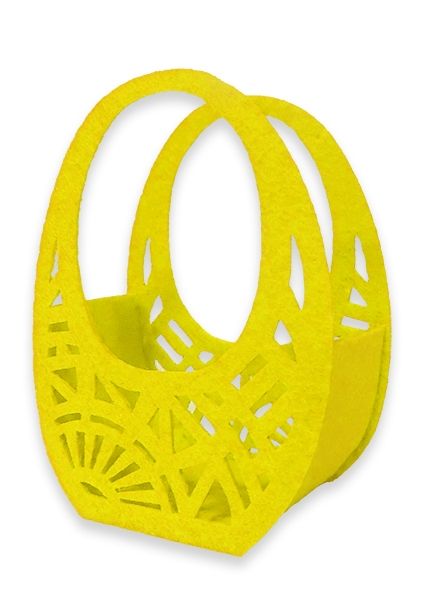 Basket made of felt pattern, 11 cm, yellow