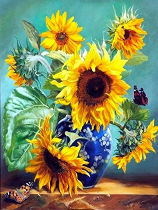 Sunflowers 20*30 cm. A set for creativity with rhinestones on a stretcher