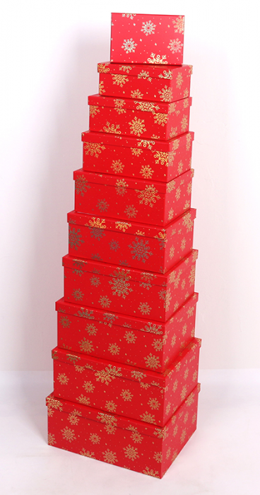 Set of gift boxes Golden snowflakes, 10 pcs. per pack
