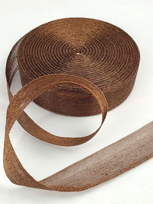 Jute ribbon 4cm, bronze, 50 m per roll.