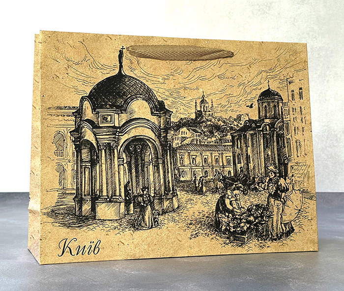 Пакет 24*34*10 "Київ. Контрактова площа" /Крафт