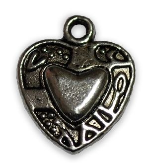 Accessories metal Heart silver, 15 mm