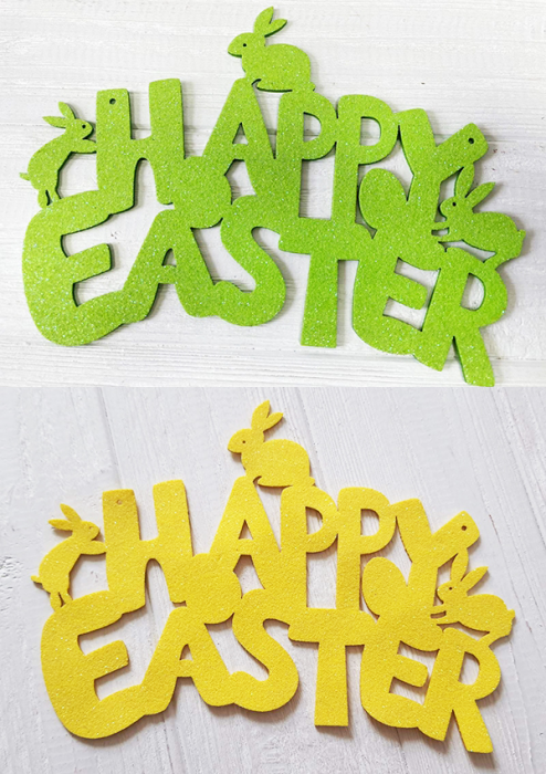 Decorative item Inscription Happy Easter 15 * 20 cm, 10 pcs. in pack